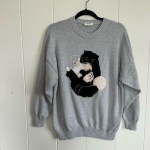Sunday Best Grey Cat Pull Over Sweater Aritzia Small